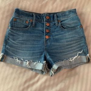 MADEWELL - Button Front High Waisted Denim Shorts
